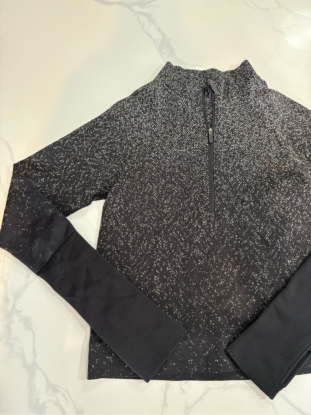 lululemon athletica Black Speckled Half-Zip Long Sleeve Top